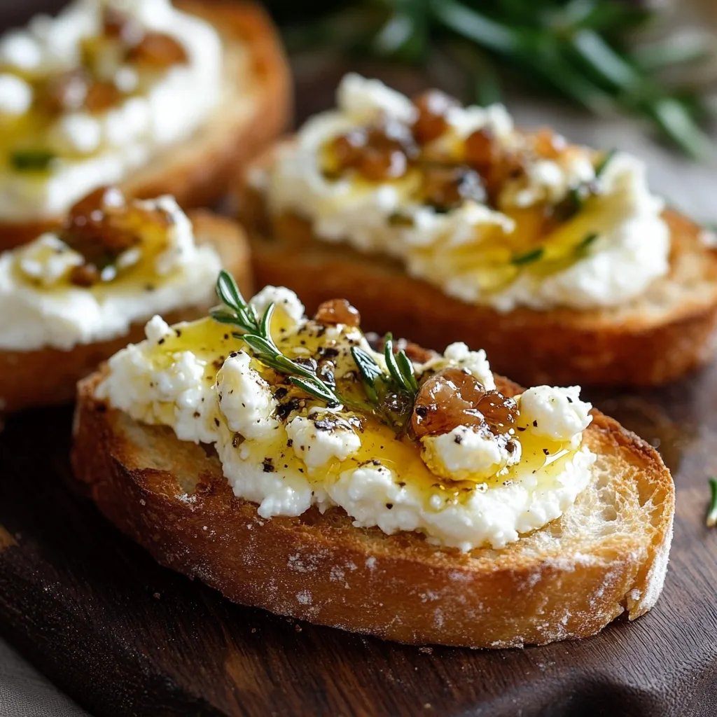 Crostini mit aufgeschlagener Feta und scharfem Honig