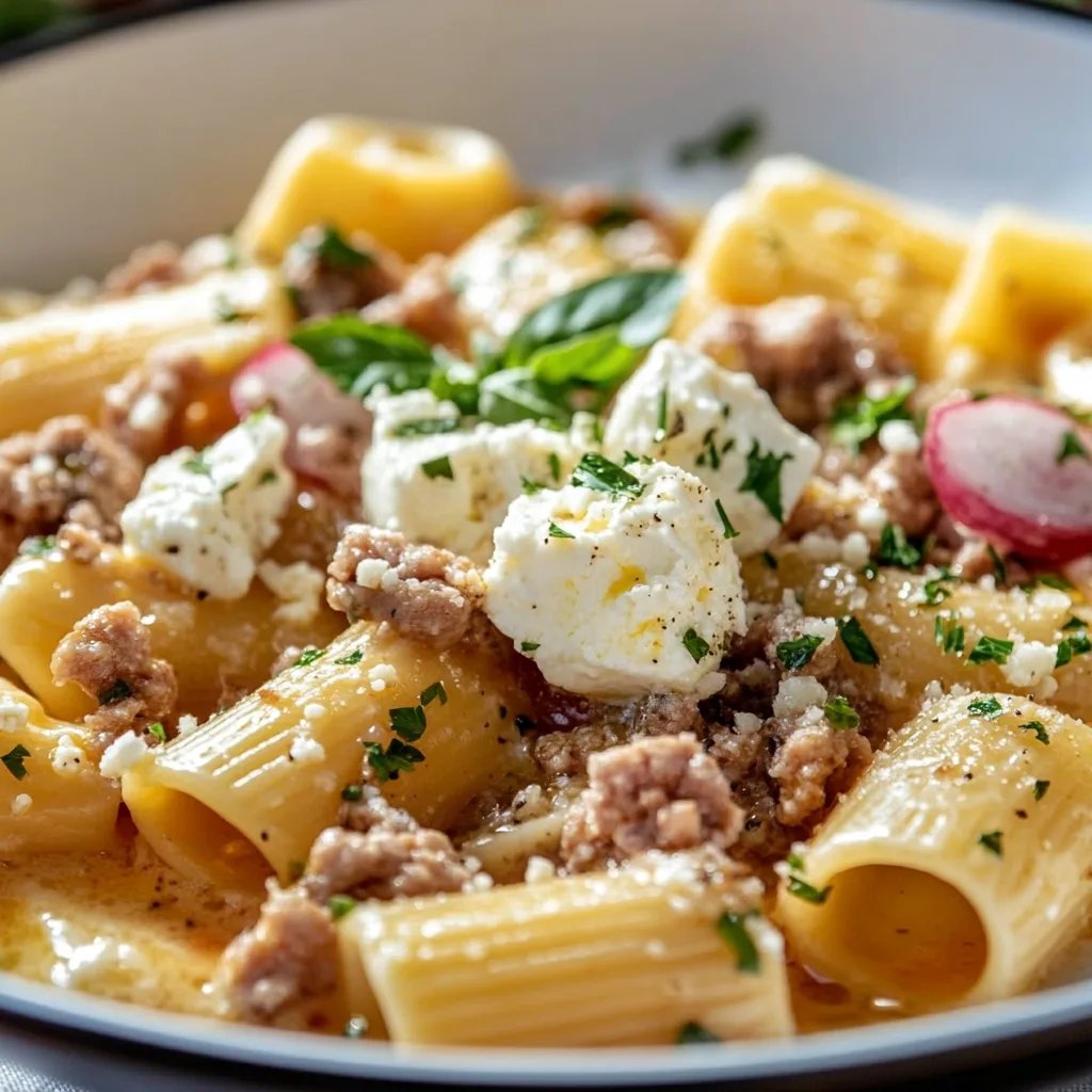 Cremige Nudel-Hackfleisch-Pfanne mit Feta