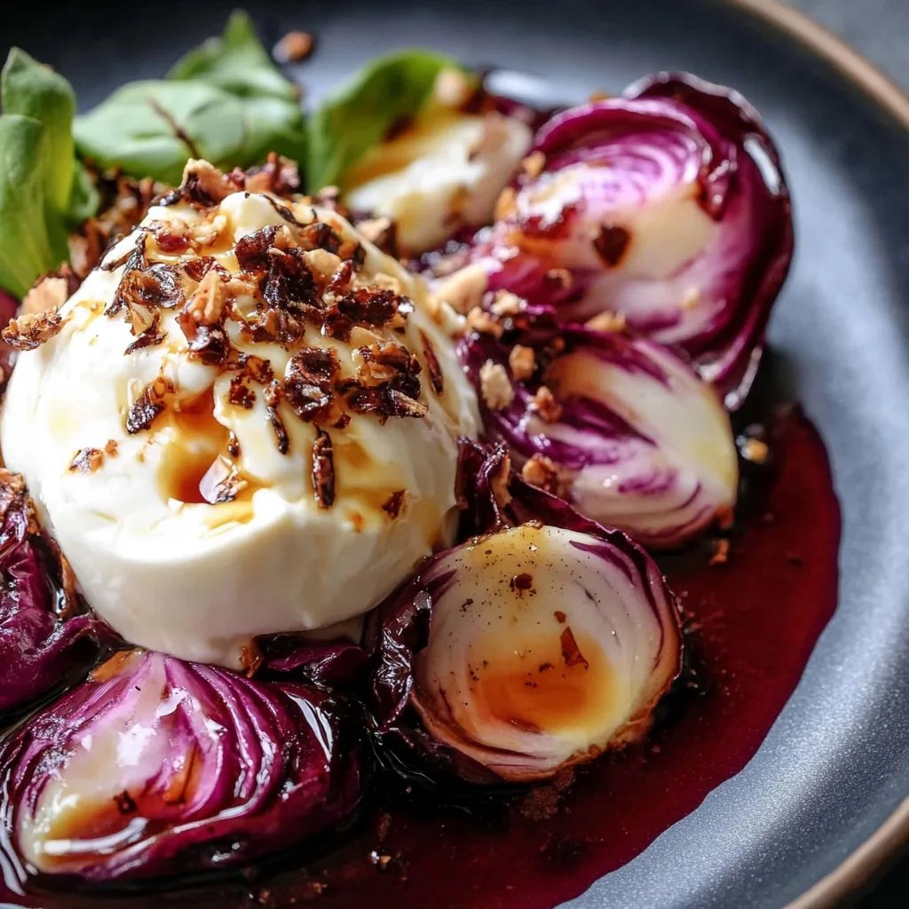 Gebratener Radicchio mit Burrata auf Avocadocreme