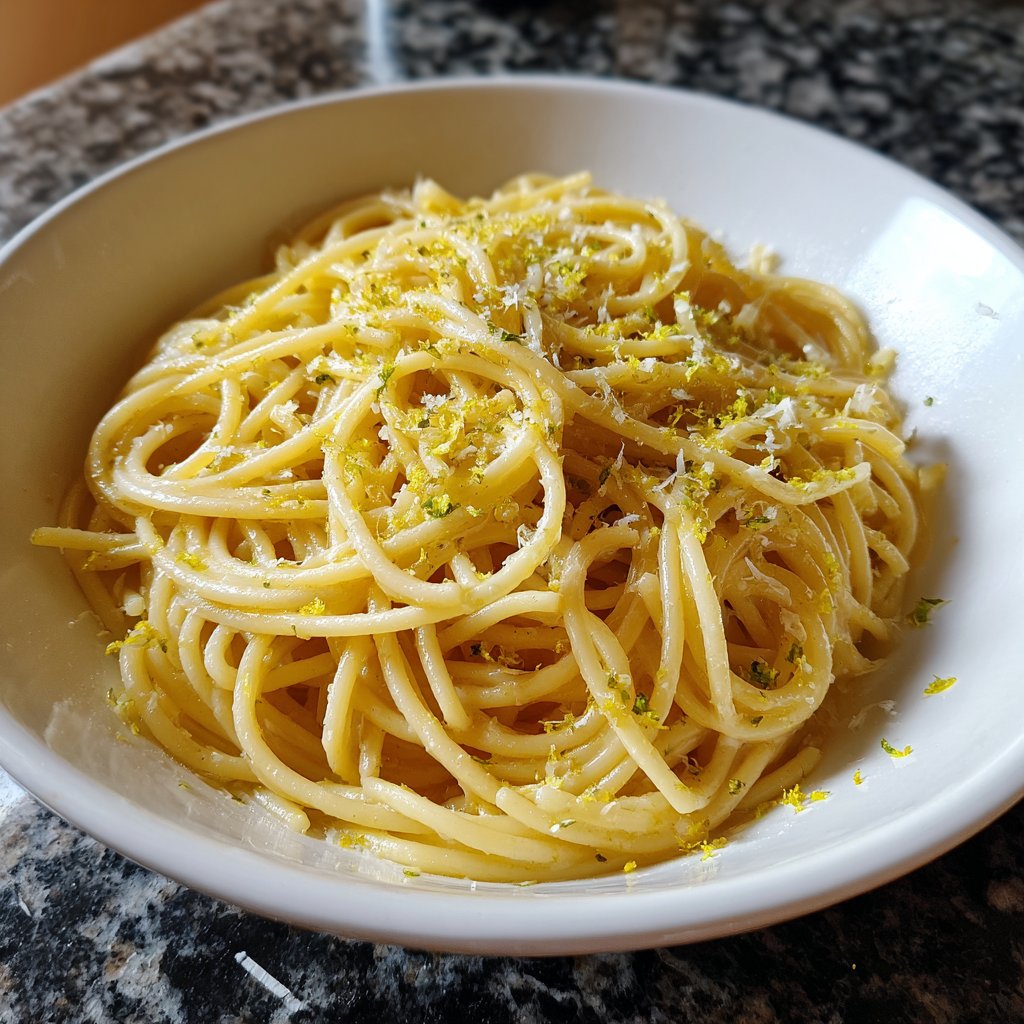 Spaghetti mit Zitronenschale und Parmesan