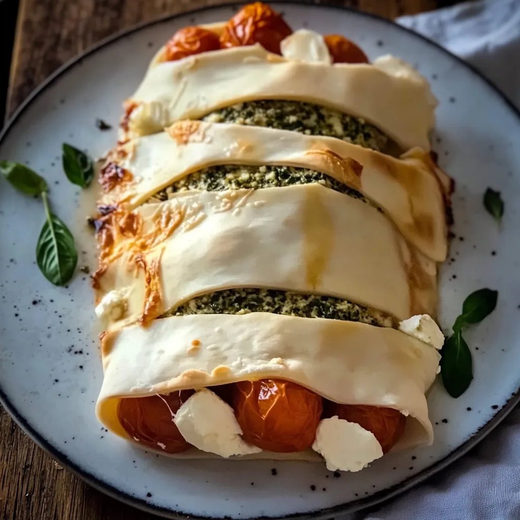 Pesto Strudel mit Tomaten und Mozzarella